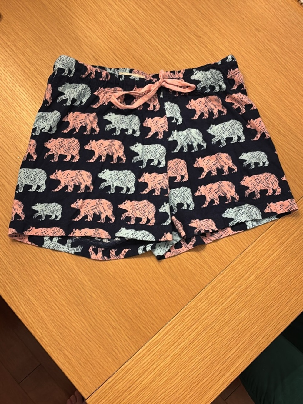 Little blue hours Navy Bear Print pyjama shorts
